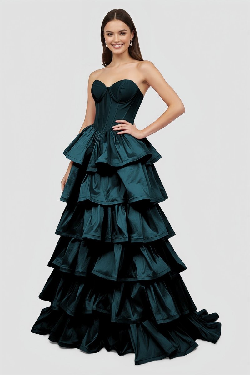 Sweetheart Fuchsia Ruffles A-line Prom Dresses