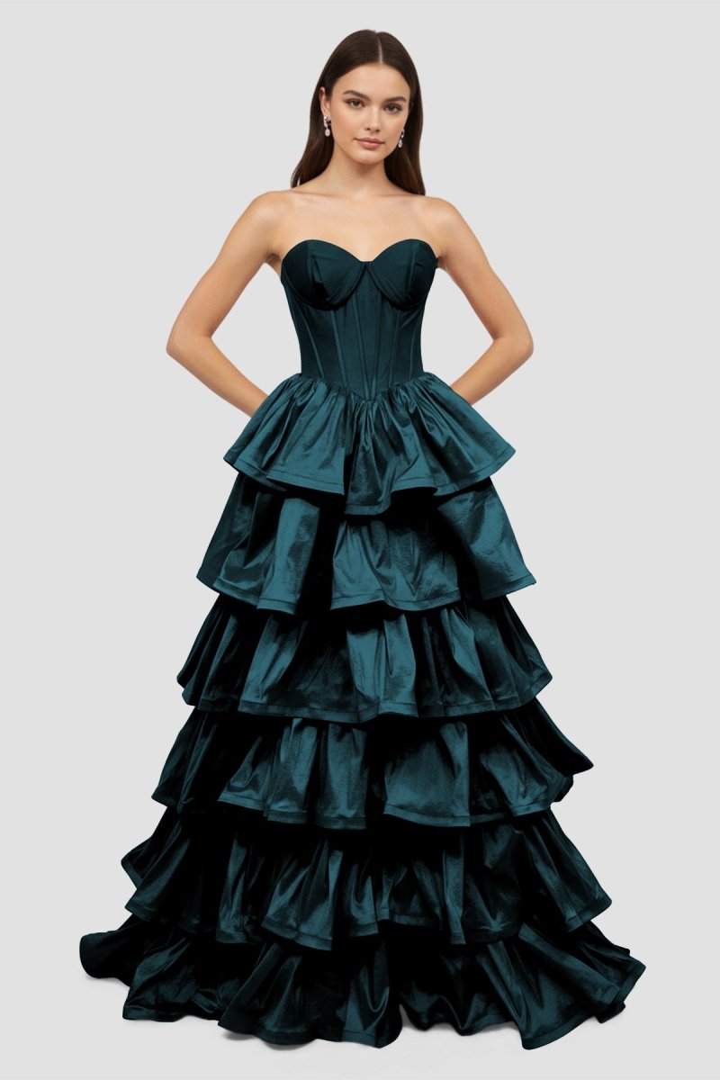 Sweetheart Fuchsia Ruffles A-line Prom Dresses