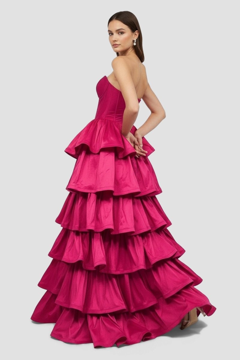 Sweetheart Fuchsia Ruffles A-line Prom Dresses