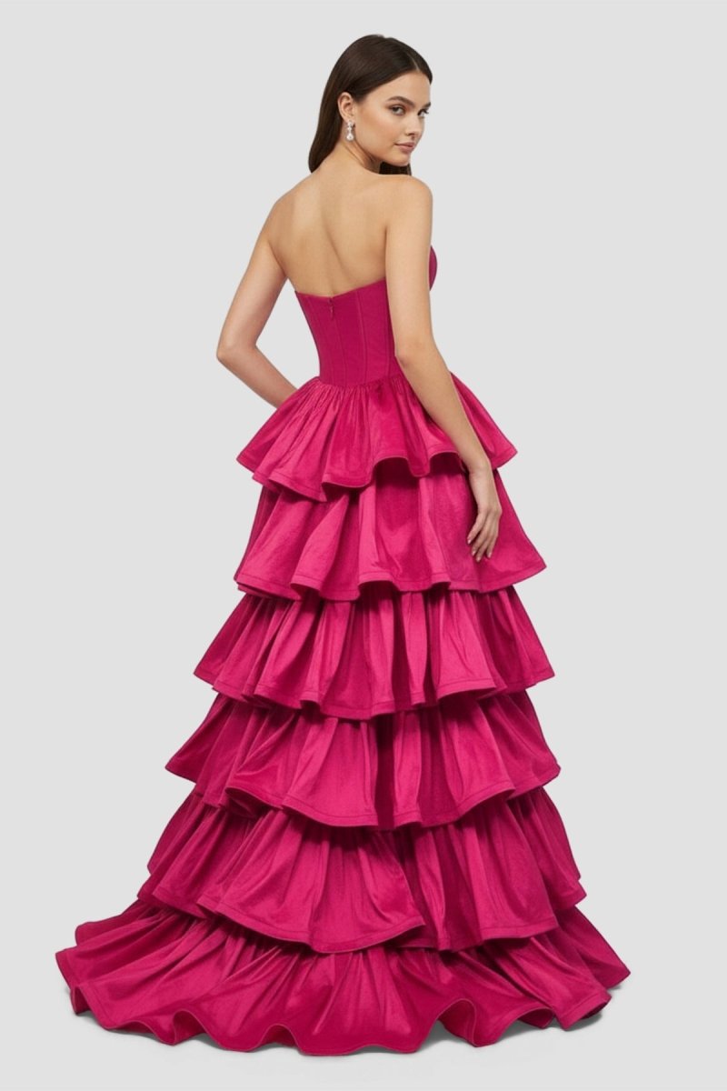 Sweetheart Fuchsia Ruffles A-line Prom Dresses