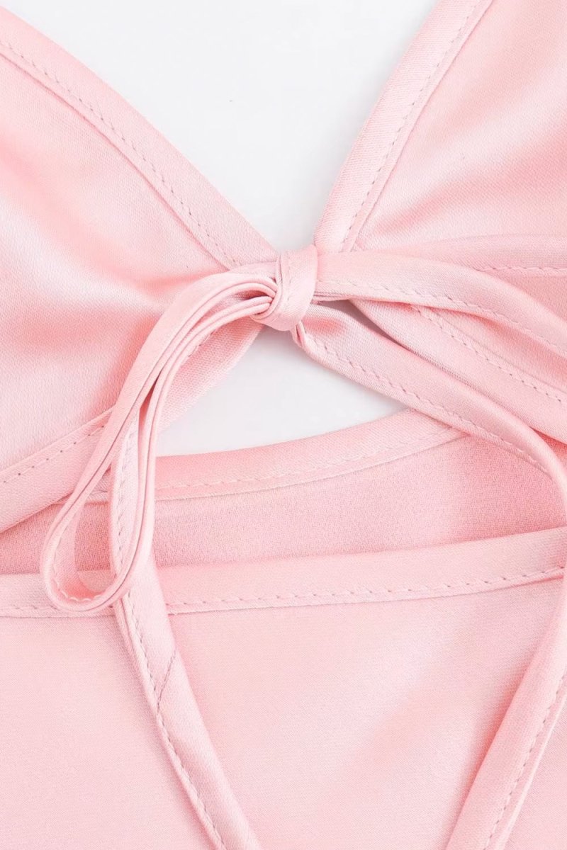 Pink Sheath Spaghetti Straps Satin Long Prom Dresses With Keyhole
