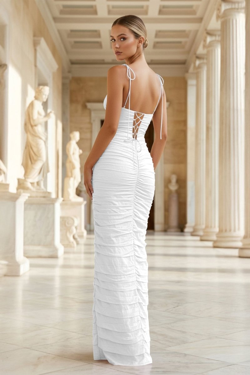 Mermaid Spaghetti Straps Floor Length Sleeveless Pink Prom Dress