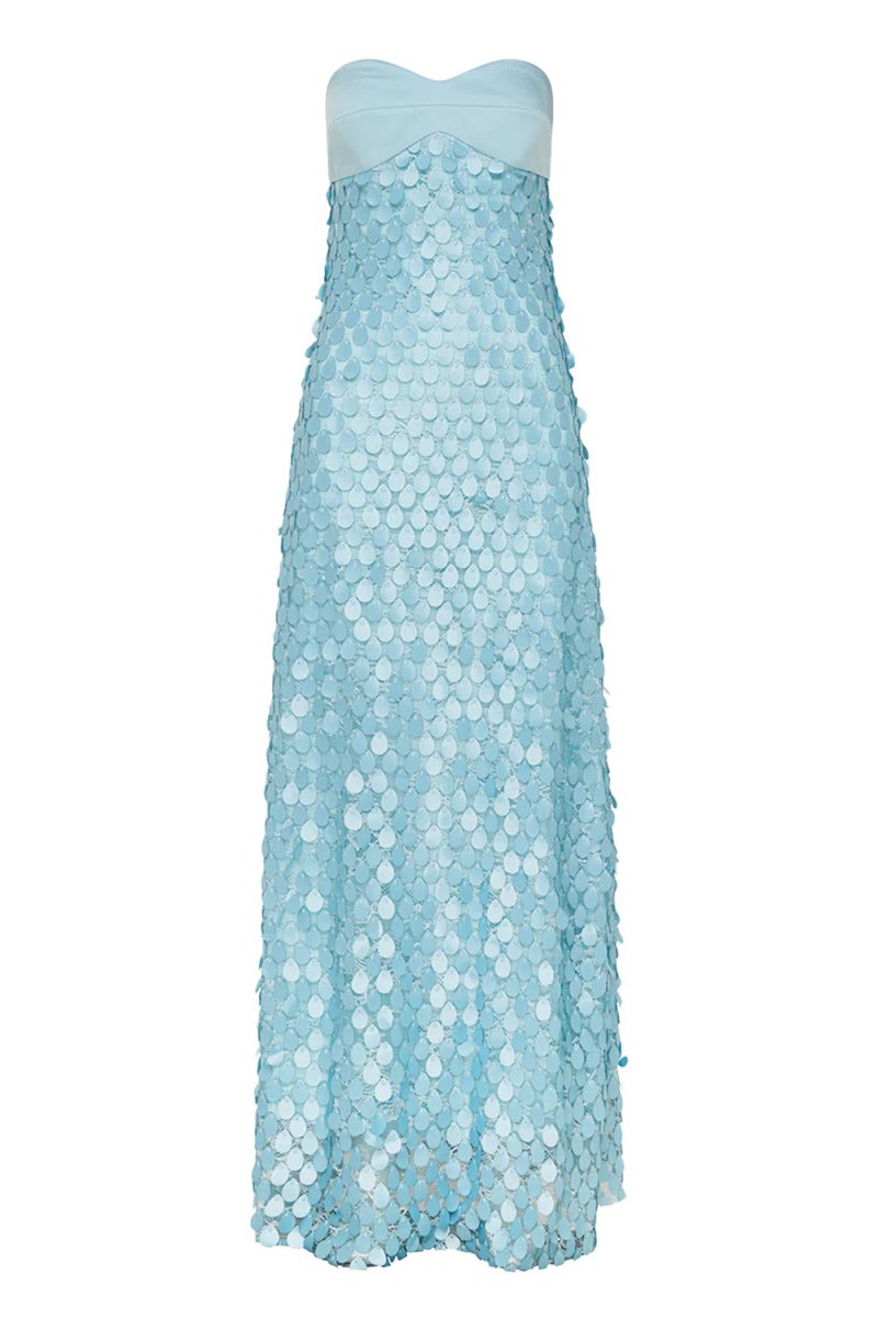 Blue - Sheath Sweetheart Long Prom Dresses with Sequins
