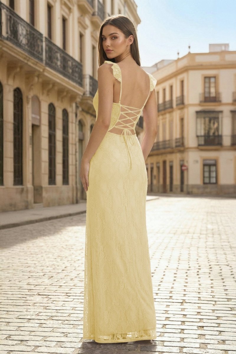 Lavender Sweetheart Sheath Lace Ruffled Formal Prom Dresses With Slit