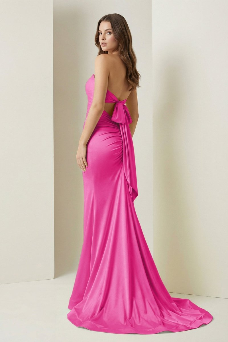 Yellow Sweetheart Mermaid Satin Formal Prom Dresses With Cutout