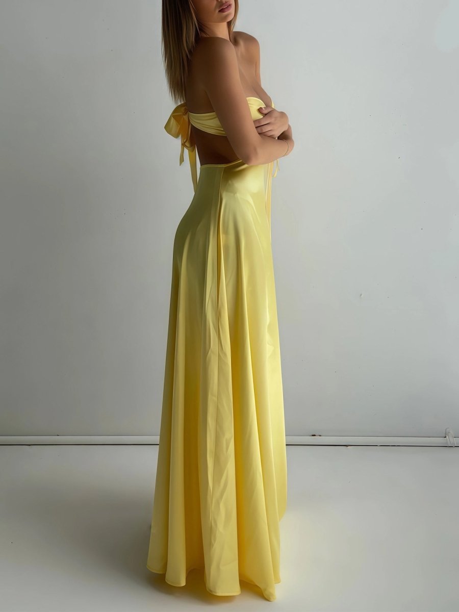 PInk Sweetheart Back Tie Satin A-line Prom Dress