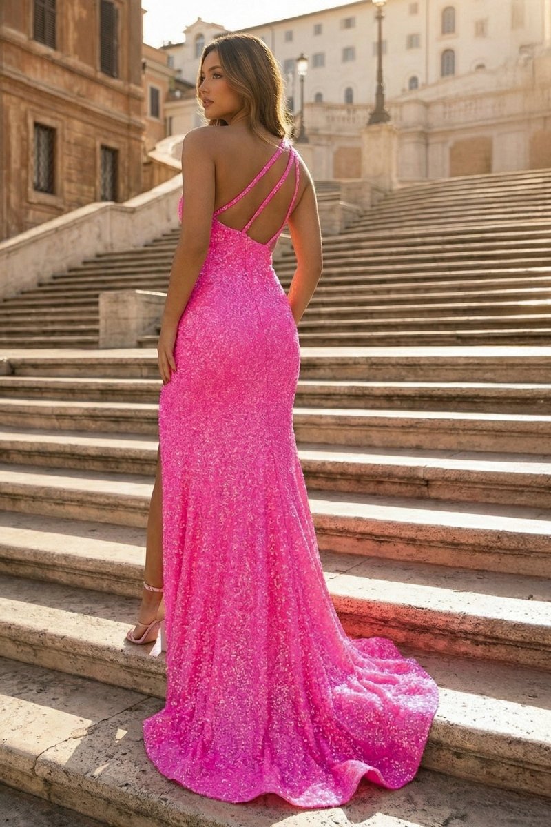 Mermaid One-Shoulder Sequins Prom Dress With Tassels