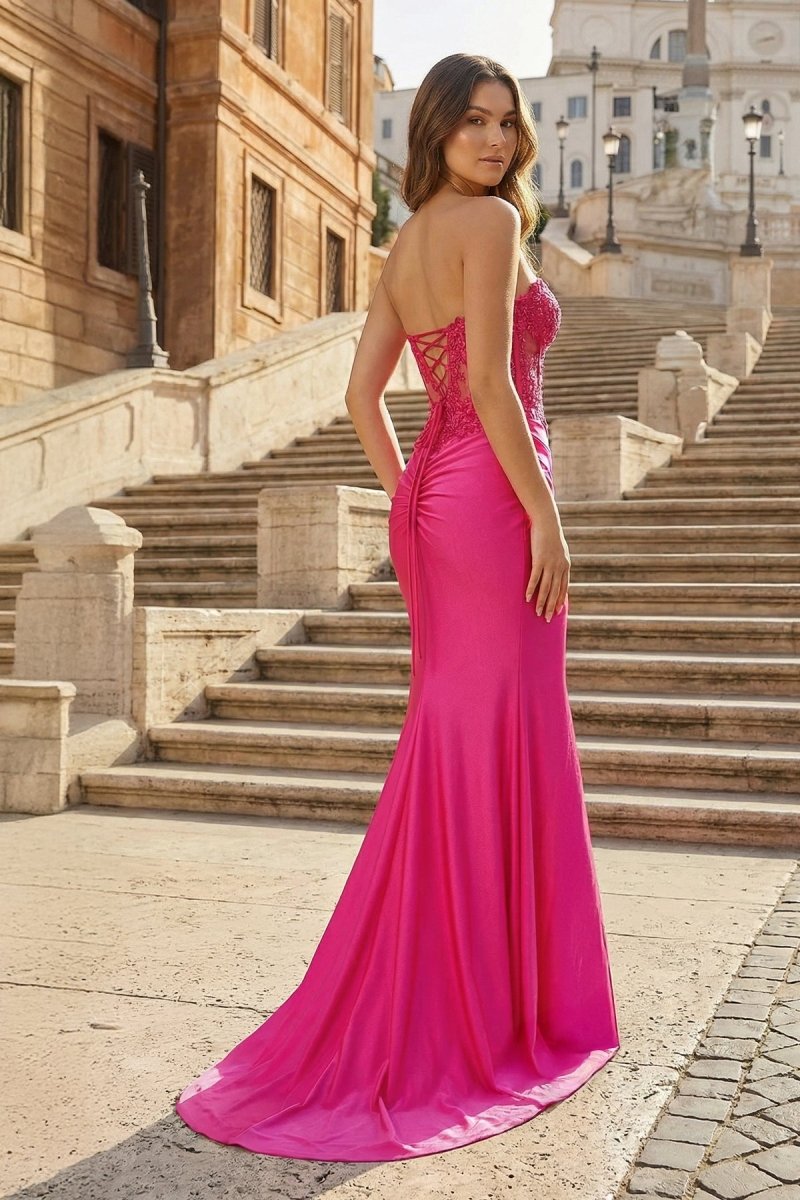 Sheath Strapless Sweetheart Long Prom Dress with Slit