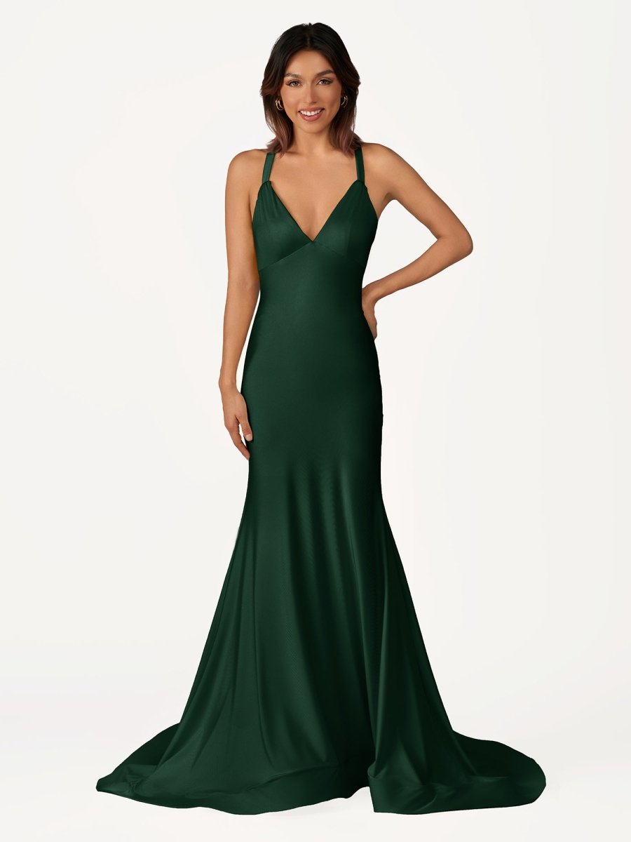 Yellow Mermaid Halter Satin Prom Dresses With Tail Evening Dress