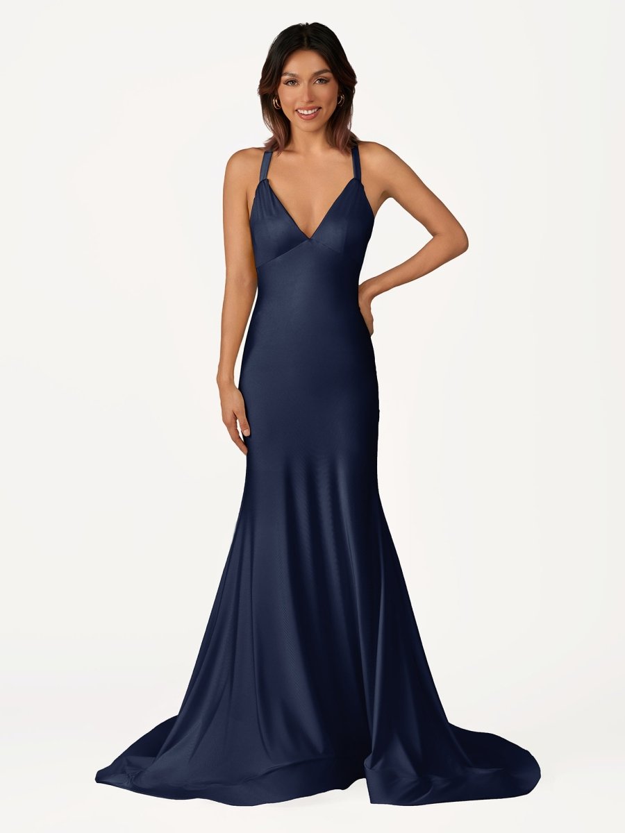 Yellow Mermaid Halter Satin Prom Dresses With Tail Evening Dress
