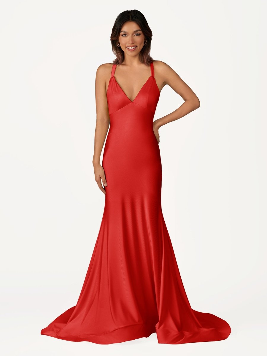 Yellow Mermaid Halter Satin Prom Dresses With Tail Evening Dress