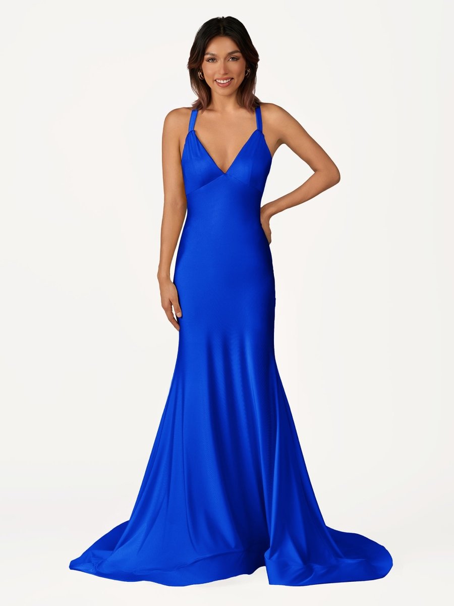 Yellow Mermaid Halter Satin Prom Dresses With Tail Evening Dress