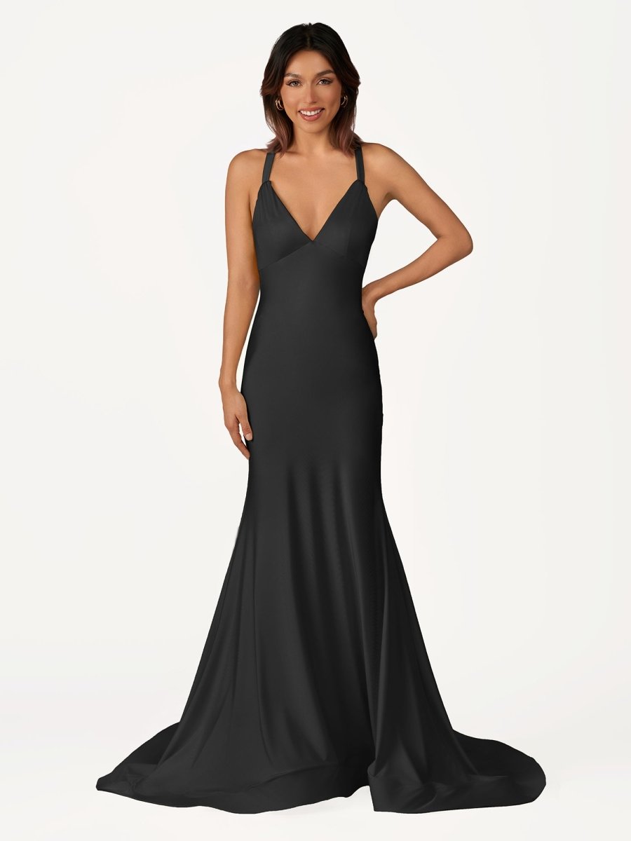 Yellow Mermaid Halter Satin Prom Dresses With Tail Evening Dress