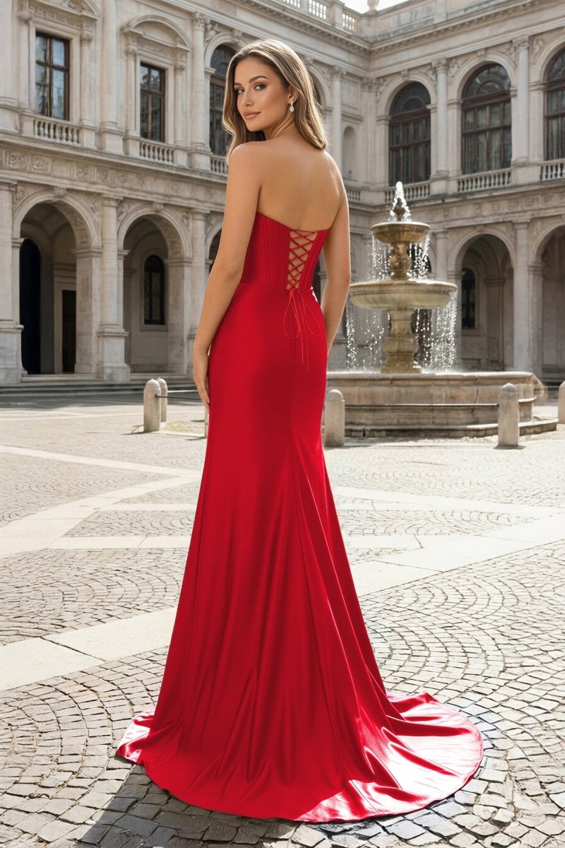 Royal Blue Sweetheart Satin Mermaid Long Prom Dresses with Beading