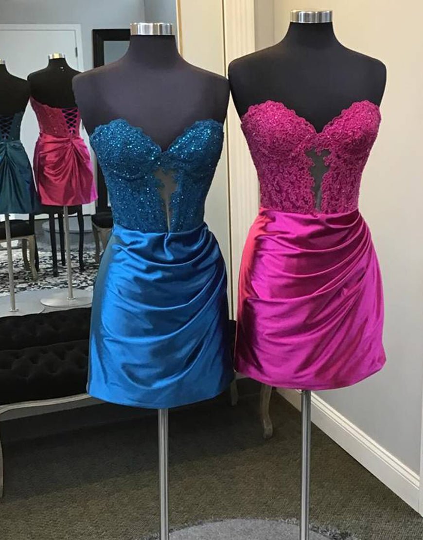 Sparkly Black Sweetheart Beaded Appliques Homecoming Dress